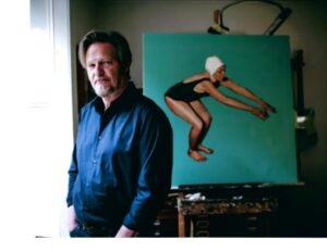 Steven Lindsay with Swimmer painting